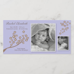 8x4 Branch Design Birth Announcement Purple/Brown
