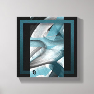 8x8" Trend Abstract Art Canvas Black White Blue Print
