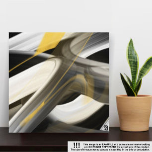 8x8" Trend Abstract Art Canvas Black White Gold