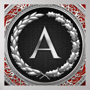 [900] “A” Silver Vintage Monogram Poster