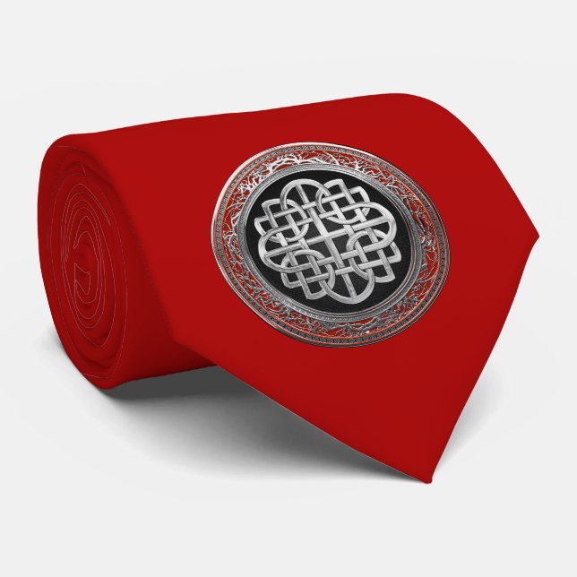[900] Sacred Celtic Silver Knot Cross Tie (Rolled)