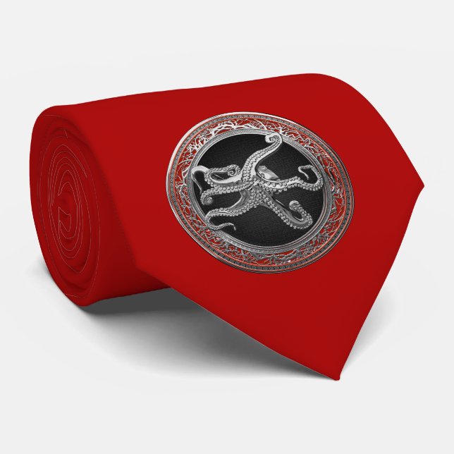[900] Sacred Silver Octopus in Defensive Posture Tie (Rolled)