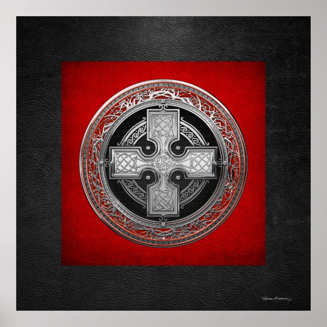 [901] Ancient Celtic Sacred Silver Knot Cross Poster (Front)
