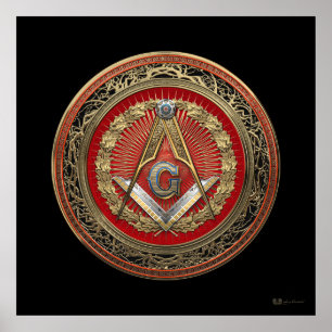 [901] Master Mason - Gold Square & Compasses Poster
