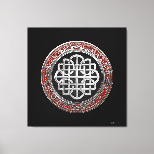 [901] Sacred Celtic Silver Knot Cross Canvas Print (Front)
