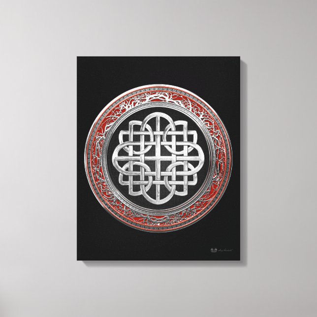 [901] Sacred Celtic Silver Knot Cross Canvas Print (Front)