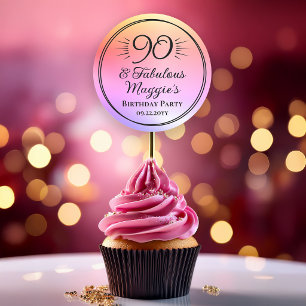 90 and Fabulous 90th Birthday Party  Classic Round Sticker