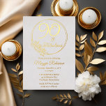 90 and Fabulous 90th Birthday Party Stamped<br><div class="desc">Elegant typography design "90 and Fabulous" 90th birthday party design featuring a rose outline circular frame.</div>
