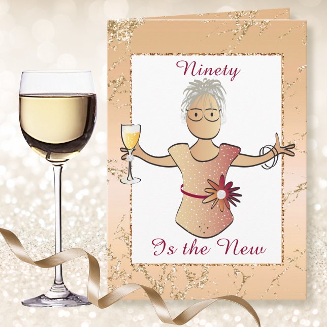 90 and Fabulous Birthday Classy Female Cartoon  Card (Creator Uploaded)