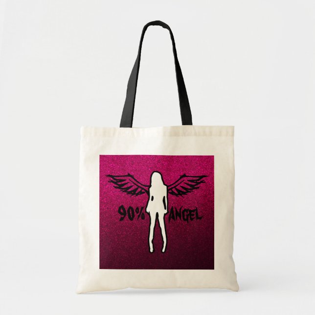 "90% Angel" Glittered Tote Bag (Front)