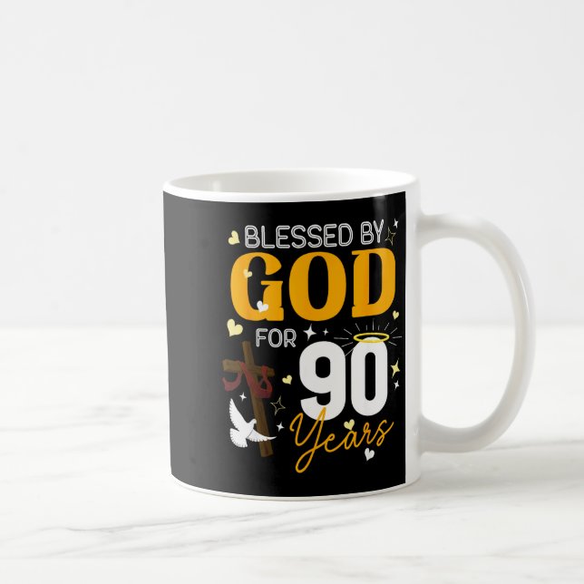 90 Birthday Blessed By God For 90 Years Old 90th B Coffee Mug (Right)