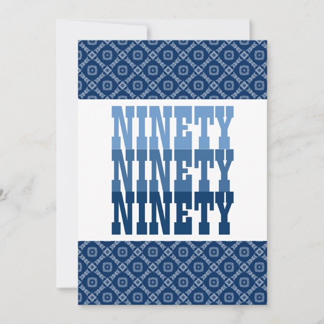 90 Birthday Modern Navy V25 Invitation (Front)