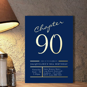 90 Blue 90th Birthday Party Gold