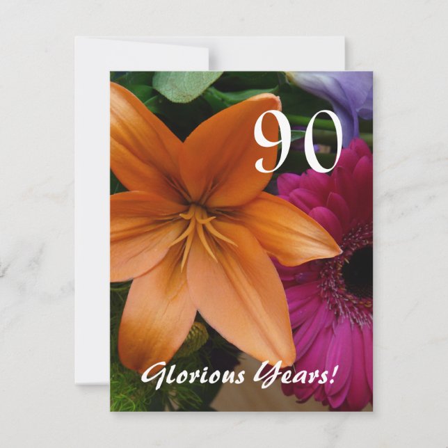 90 Glorious Years!-Birthday Party/Orange Lily Invitation (Front)