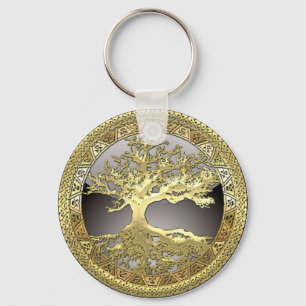 [90] Golden Celtic Tree of Life [3D] Keychain