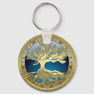 [90] Golden Celtic Tree of Life [3D] Keychain
