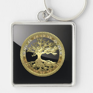 [90] Golden Celtic Tree of Life [3D] Keychain