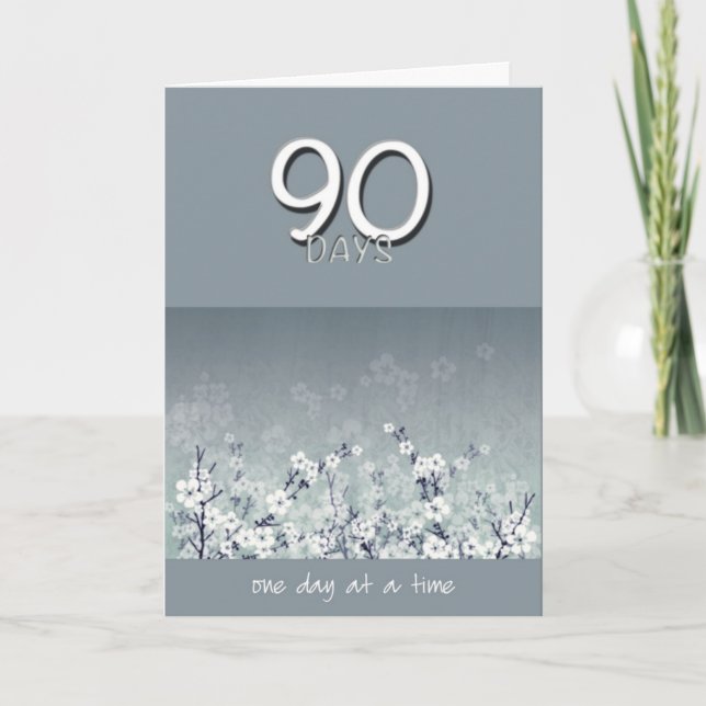 90 Jours Sober Fleurs propres Carte Anniversaire (Devant)
