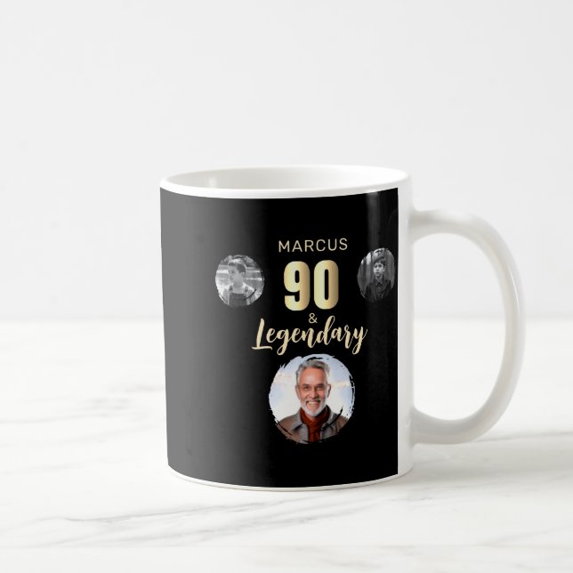 90 Legendary 3 Photos Gold 90th Birthday  Coffee Mug (Right)