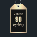 90 & Legendary Gold 90th Birthday Gift Tags<br><div class="desc">90 & Legendary Gold 90th Birthday Gift Tags. Celebrate 90th birthday with this elegant, customizable tag. Featuring bold, metallic gold-tone text '90 & Legendary', this design is ready for you to personalize with the name. It's the perfect gift to honor a father, grandfather, or cherished friend reaching this incredible milestone....</div>