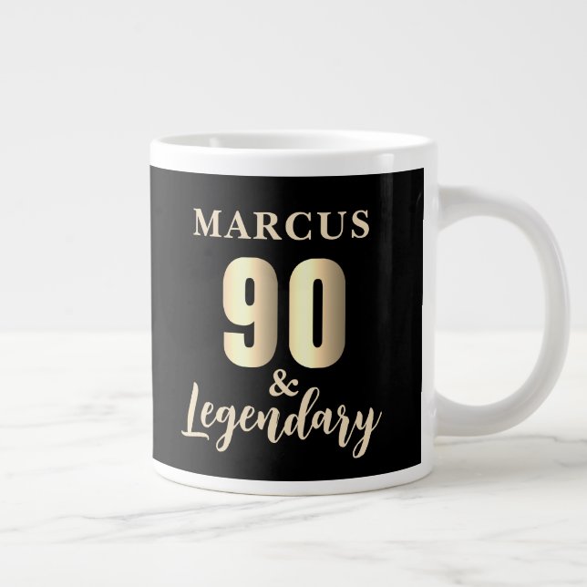 90 & Legendary Gold 90th Birthday  Large Coffee Mug (Right)