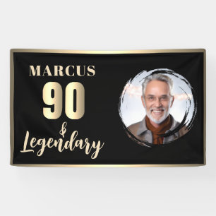 90 & Legendary Photo 90th Birthday Gold Banner