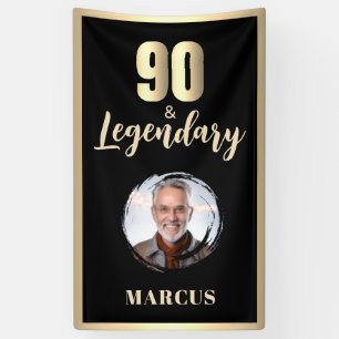 90 & Legendary Photo 90th Birthday Gold Banner