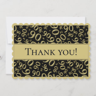 90" Merci !" Or et motif noir de nombre