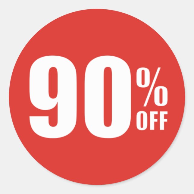 90% Ninety Percent OFF Discount Sale Sticker (Front)