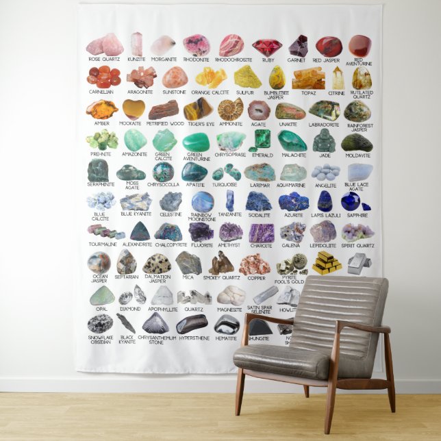 90 Rainbow Rocks Crystal Collection Wall Hanging Tapestry (In Situ)