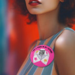 90’s Party Hot Pink Buy A Drink QR Code 3 Inch Round Button<br><div class="desc">With a fun 90s cootie catcher fortune teller graphic,  these buttons are perfect for getting the birthday girl some drinks! Link the QR code to a digital wallet or website to send and receive money.</div>