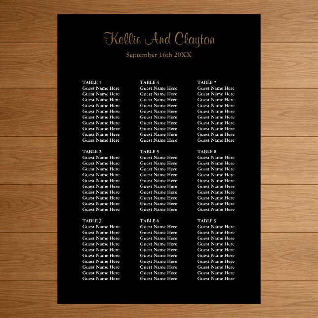 90 Simple Black Wedding Seating Chart (Creator Uploaded)