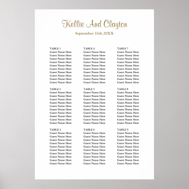 90 Simple Wedding Seating Chart (Front)