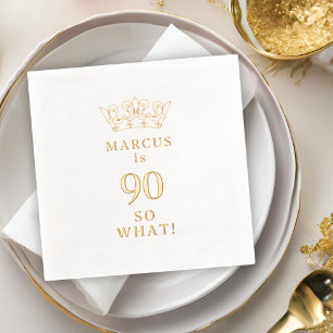 90 So what Funny Laurel Wreath Crown 90th Birthday Foil Napkins
