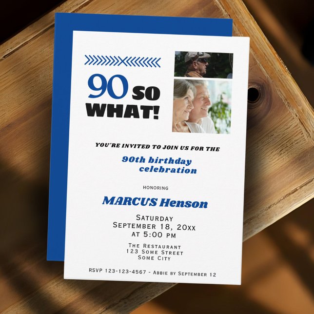 90 So what Funny Milestone 90th Birthday Invitation (Creator Uploaded)