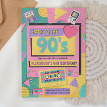 90' Thème Anniversaire Fête Invitation