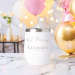 90 & Thriving! Toast Nine Decades Birthday Gift<br><div class="desc">Honour 90 years of life, love, and laughter with this stunning design! Add the recipient’s name, DOB, and heartfelt greetings in a beautifully feminine dusty rose pink to make her special day unforgettable. This trendy super cute personalized tumbler makes a great gift for a fantastic woman celebrating the fabulous 90th...</div>