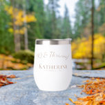 90 & Thriving! Toast Nine Decades Birthday Gift<br><div class="desc">Honour 90 years of life, love, and laughter with this stunning design! Add the recipient’s name, DOB, and heartfelt greetings in a pretty neutral beige tan or taupe shade to make their special day unforgettable. This trendy super cute personalized tumbler makes a great gift for a fantastic woman celebrating the...</div>