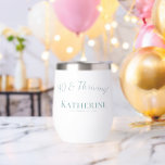 90 & Thriving! Toast Nine Decades Birthday Gift<br><div class="desc">Honour 90 years of life, love, and laughter with this stunning design! Add the recipient’s name, DOB, and heartfelt greetings in a pretty turquoise - teal - aqua hue to make their special day unforgettable. This trendy super cute personalized tumbler makes a great gift for a fantastic woman celebrating the...</div>