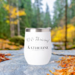 90 & Thriving! Toast Nine Decades Birthday Gift Th<br><div class="desc">Honour 90 years of life, love, and laughter with this stunning design! Add the recipient’s name, DOB, and heartfelt greetings in a pretty soft black hue to make their special day unforgettable. This trendy super cute personalized tumbler makes a great gift for a fantastic woman celebrating the fabulous 90th Milestone...</div>