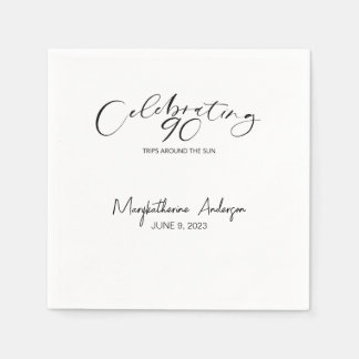 90 Trips Around the Sun Birthday Party  Napkin
