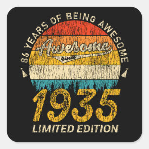 90 Year Old Bday 1935 Awesome 90th Birthday Gift Square Sticker