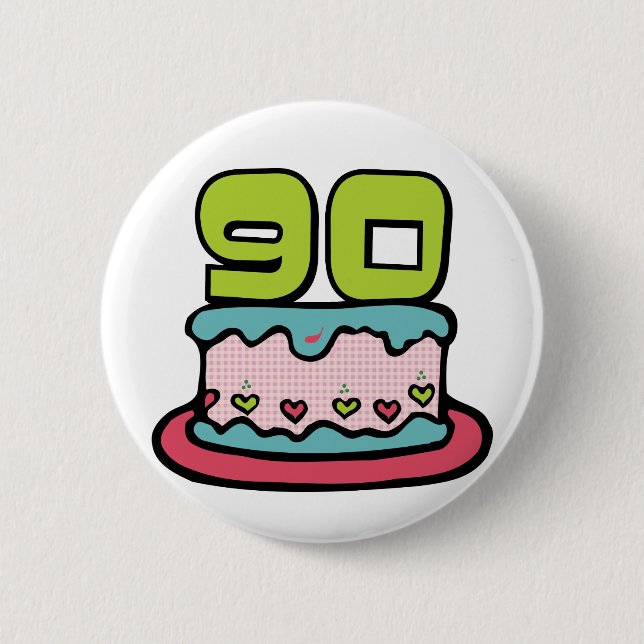 90 Year Old Birthday Cake 2 Inch Round Button (Front)