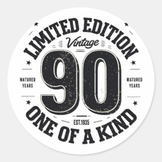 90 Year Old Gifts Vintage 1935 Limited Edition Classic Round Sticker
