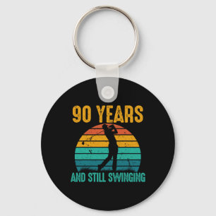 90 Years And Still Swinging Funny Golf 90th Birthd Keychain