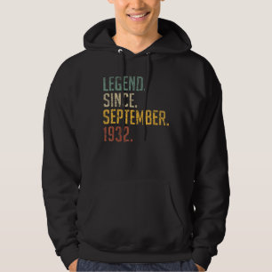 90 Years Old Legend Since September 1932 90th Birt Hoodie