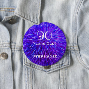 90 Years Old Personalized Purple Abstract Button