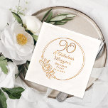 90and Fabulous 90th Birthday Party Stamped Foil Napkins<br><div class="desc">Elegant typography design "90 and Fabulous" 90th birthday party design featuring a rose outline circular frame.</div>