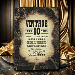 90e anniversaire fête Thème Vintage Carte du monde