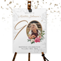 90e Anniversaire Floral Botanical Classy Custom
